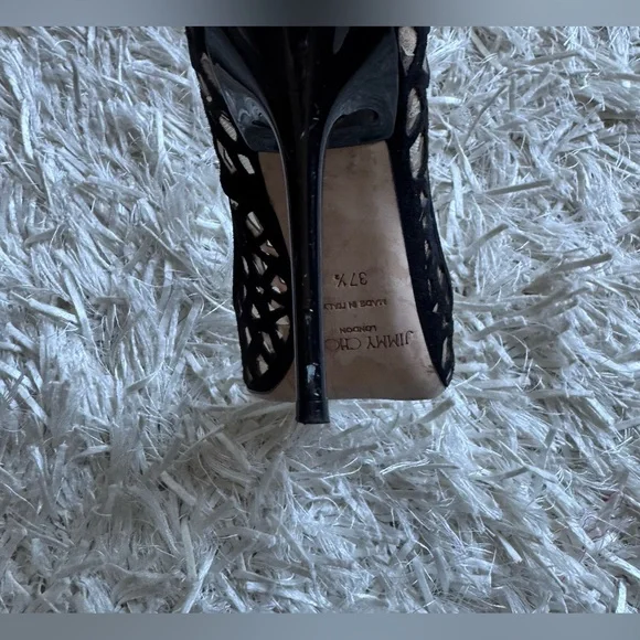 Jimmy Choo black velvet laser cut heels - Picture 5 of 11